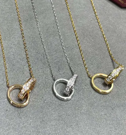 Ring Pendant Necklace Set in Gold and Silver