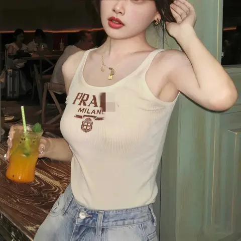 Prada Milano Logo Ribbed Tank Top