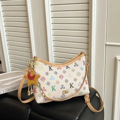 K Logo Print Crossbody Bag with Star Charm