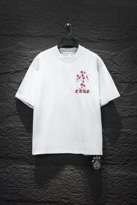 CHRG White Embroidered Cross Logo T-Shirt