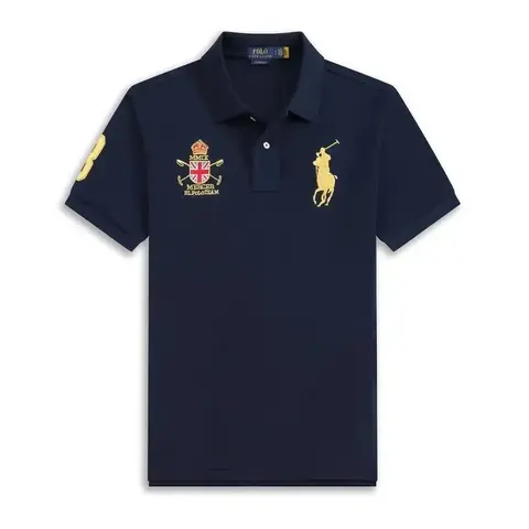 Ralph Lauren Polo Shirt with Gold Embroidery and Crest