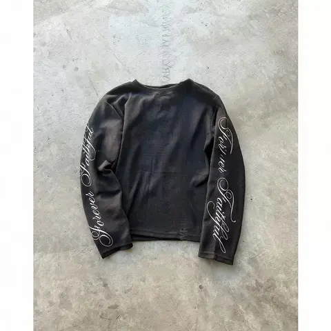 Black Long Sleeve Shirt with 'Forever Faithful' Script Design