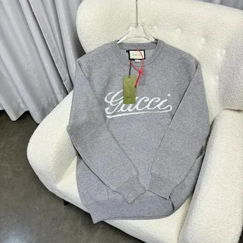 Gucci Gray Crewneck Sweater with Logo