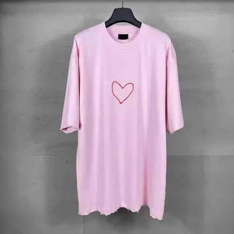 Pink Oversized T-Shirt with Red Heart Design