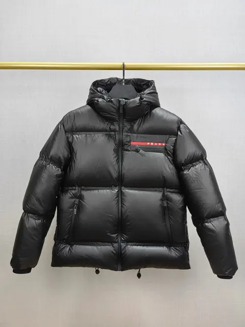 Prada Black Puffer Jacket with Hood