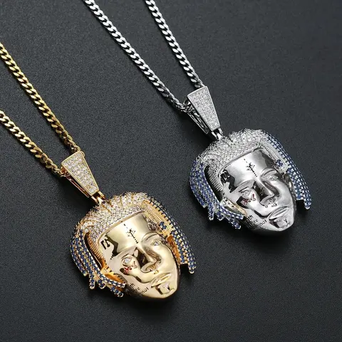 Diamond Encrusted Jesus Face Pendant Necklace