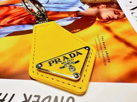 Prada Milano Yellow Leather Keychain