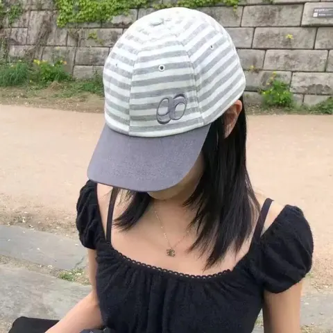Striped Baseball Cap with '00' Logo