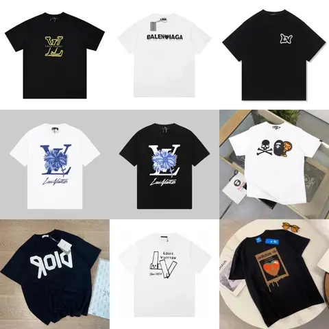 Luxury Brand T-Shirt Collection Featuring Louis Vuitton, Balenciaga, Dior, A Bathing Ape, and Adidas