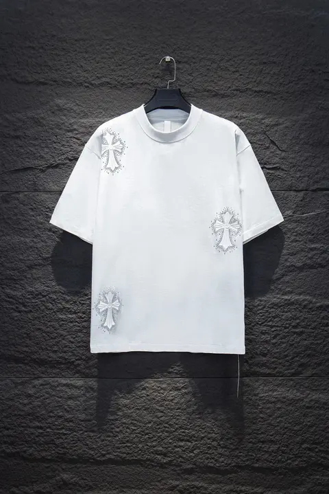 White Embroidered Cross T-Shirt