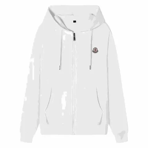 Moncler White Hooded Zip-Up Sweatshirt