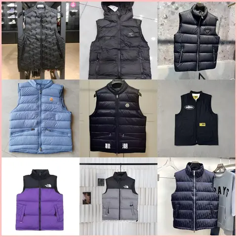Collection of Men's and Women's Puffer Vests by Moncler, The North Face, and Other Brands