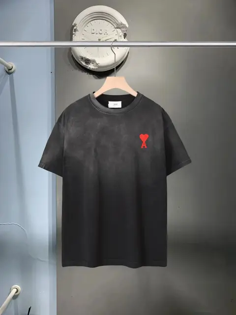 Dior Black T-Shirt with Red Heart Logo