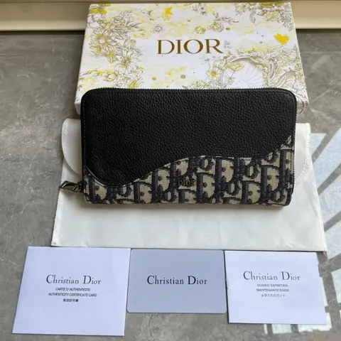 Dior Oblique Print Zip Wallet