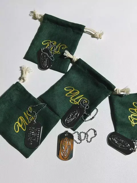 PYS Dog Tags with Embroidered Green Pouches