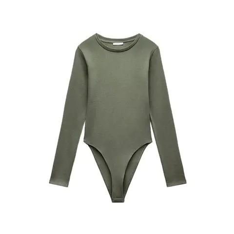 Olive Green Long Sleeve Bodysuit