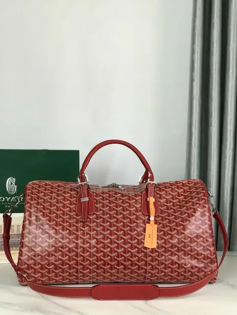 Goyard Red Monogram Canvas Travel Duffle Bag