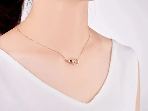 Lead-Free Double Ring Diamond-Free Full Star Necklace