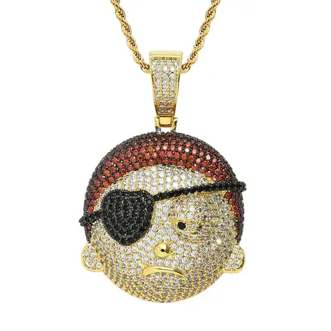 Diamond-Encrusted Pirate Monkey Pendant Necklace
