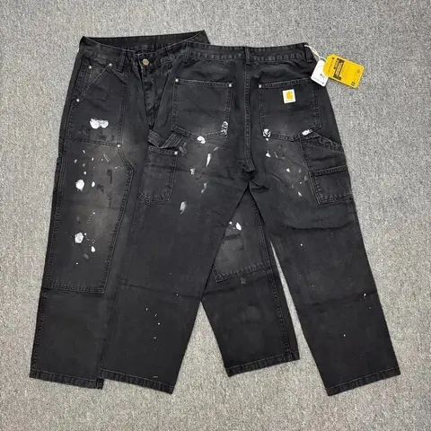 Carhartt Black Work Jeans with Paint Splatter Design