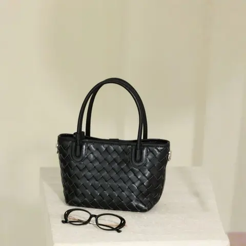 Black Quilted Leather Tote Bag