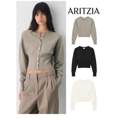 Aritzia Cropped Button-Front Sweater