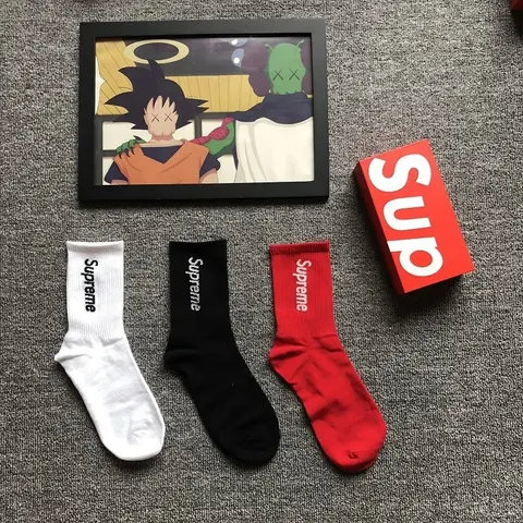 Supreme Brand Socks - White, Black, Red