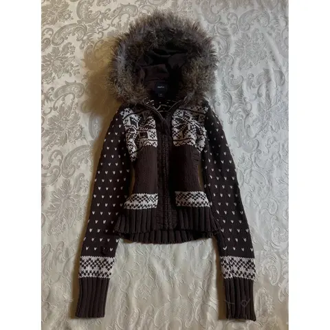 GapKids Knit Jacket with Faux Fur Hood