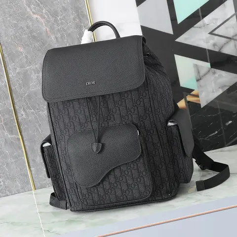 Dior Black Oblique Pattern Backpack