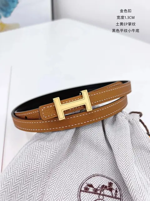 Hermès Constance Belt with Gold H Buckle, Tan EP Leather, 1.3cm Width