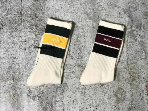 W*taps Terry-Soled Socks with Color-Blocked Design