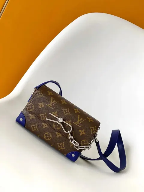 Louis Vuitton Monogram Canvas Crossbody Bag with Blue Trim