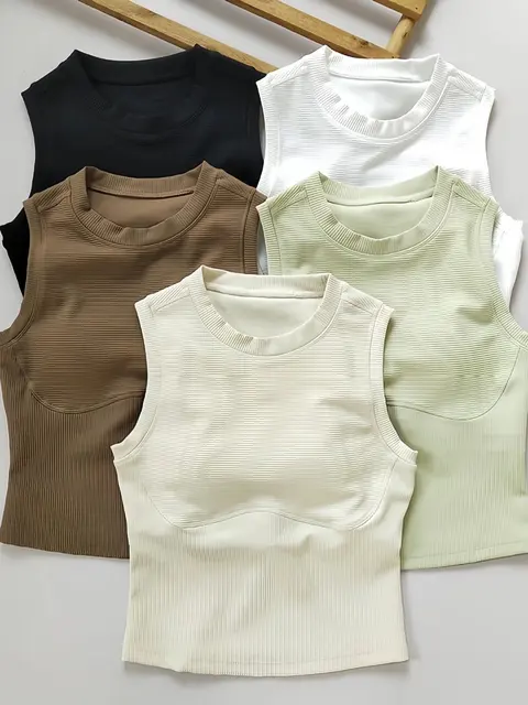 Ribbed Sleeveless Crop Tops