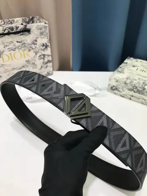 Dior Oblique Pattern Belt with Metal Buckle