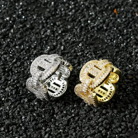 Diamond-Encrusted Dollar Sign Rings - Gold and Silver