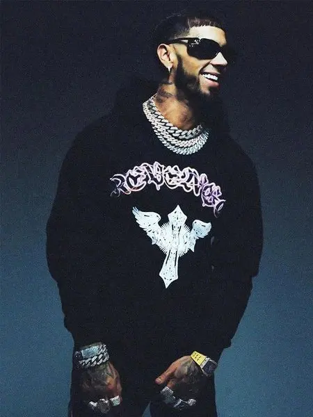 RICH MAN Black Hoodie with Eagle Graphic