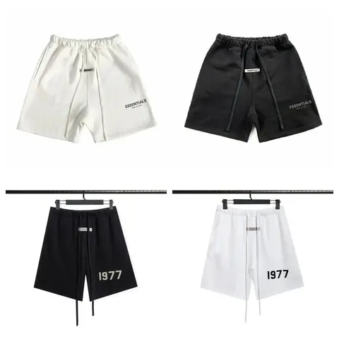Essentials 1977 Drawstring Shorts - Black and White