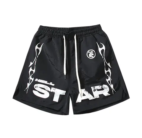 All Star Flame Print Black Shorts