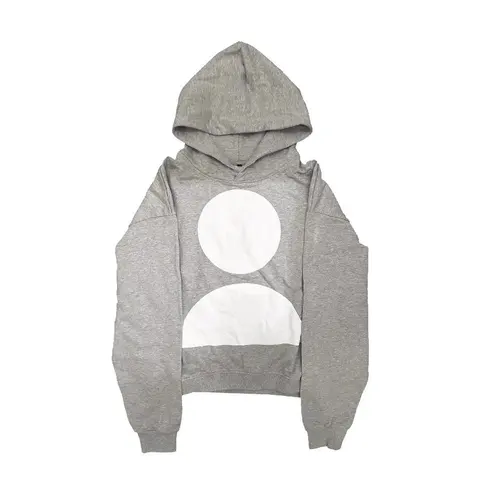Gray Hoodie with White Circle and Half-Circle Design