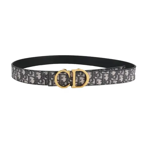 Dior Oblique Print Belt with Gold-Tone CD Buckle