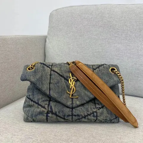 Saint Laurent Denim Quilted Crossbody Bag
