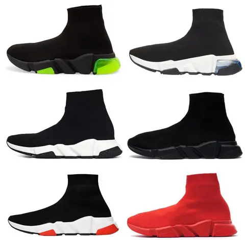 Sneaker Boot Collection - Knit Sock-Style Shoes in Black, White, Red, and Neon Accents