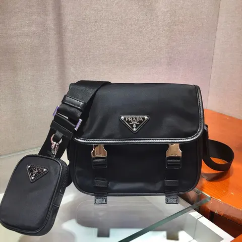 Prada Black Nylon Crossbody Bag with Triangular Logo