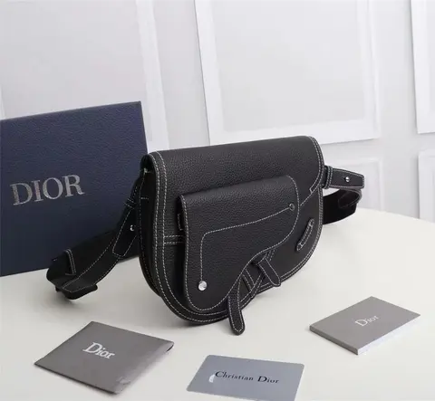 Dior Black Leather Saddle Bag