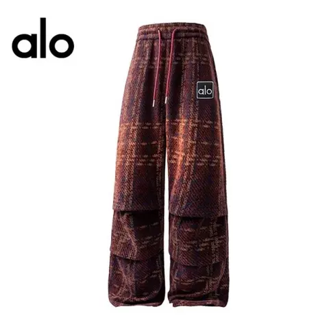 alo Plaid Wide Leg Sweatpants