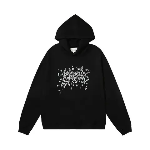 Black Hoodie with White Splatter Graphic
