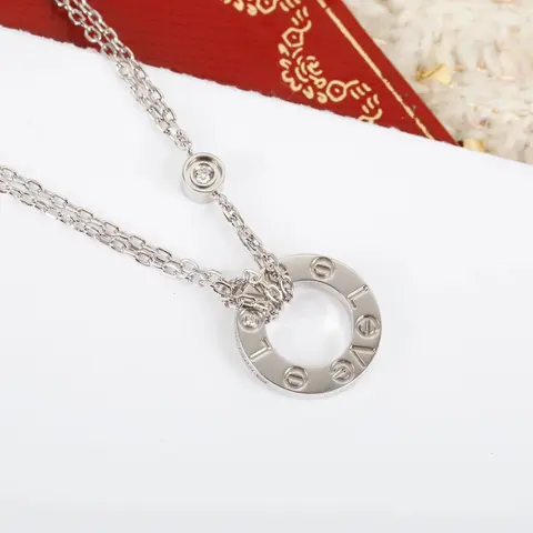 LOVE Collection Silver Necklace with Diamond Accents