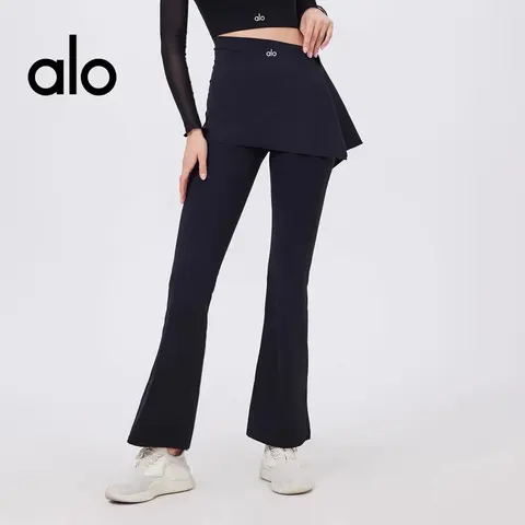 alo Yoga Flared Leggings with Skirt Overlay