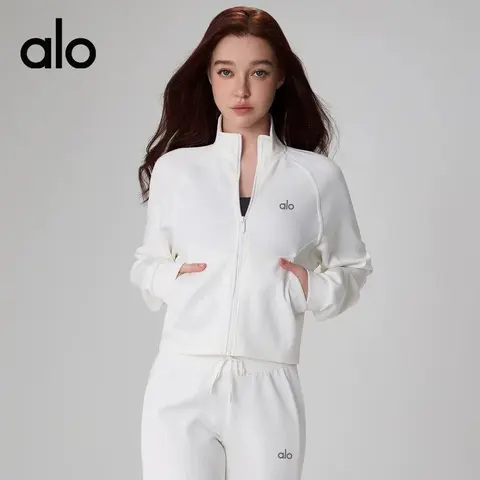 alo White Full-Zip Track Jacket