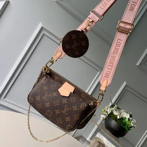 Louis Vuitton Monogram Multi Pochette Accessoires with Pink Strap